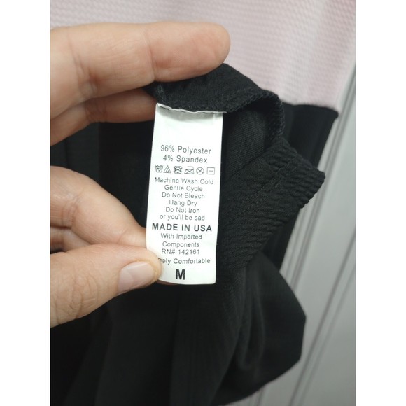 LuLaRoe Dress Womens Size M Pastel Pink & Black Fit & Flare Back Zipper Textured - Picture 14 of 16